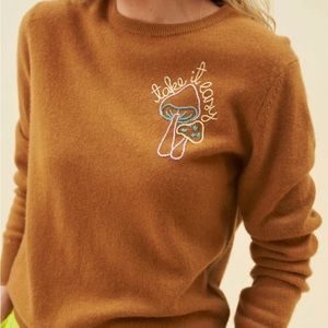 Lingua Franca Take It Easy Mushroom cashmere sweater XL/ size 12